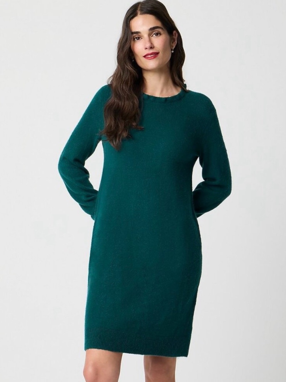 J. Crew Teal Green Long-Sleeve Knit Dress